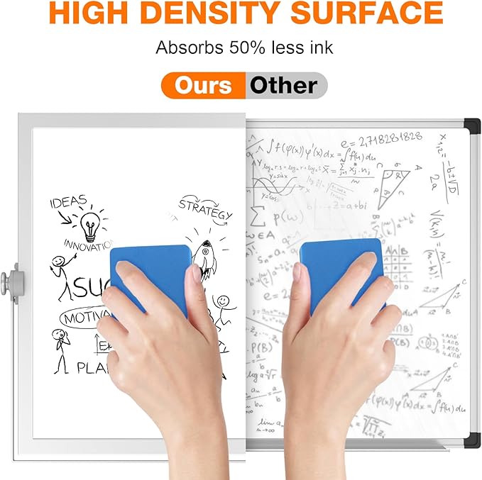 Desktop Weekly Whiteboard 16x12 Stand, Double Sided Dry Erase Board | Portable with Handle, Foldable Aluminum Stand, 360° Angle, 8 Markers 4 Magnets 1 Eraser, Smooth Magnetic Surface