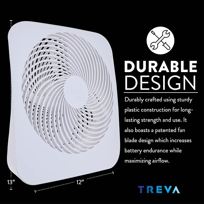 Treva 10 in Portable Fan Battery or AC Powered 2-Speed Desk Fan White | Yes