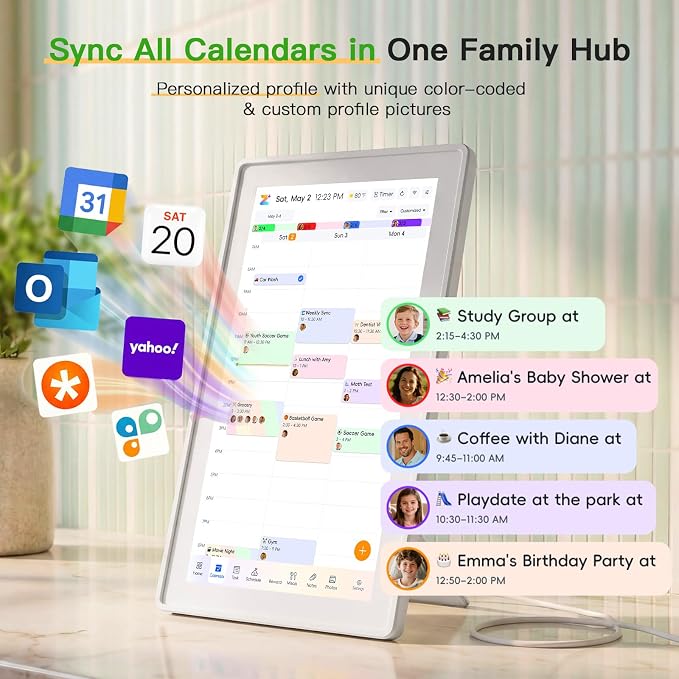15.6" Digital Frame Calendar, Digital Wall Calendar Touchscreen, Electronic Family Calendar Meal Planner, Chore Chart, Google/iCloud/Outlook Sync, Photo Display, No Subscription for Mom,Busy Parents