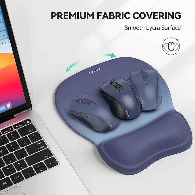 TECKNET 2 Pack Gel Ergonomic Mouse Pad with Wrist Rest, Non-Slip PU Base | Comfortable Gel Cushion, Pain Relief, Smooth and Waterproof Surface, Mouse Pad with Wrist Rest for Office, Gaming and Study