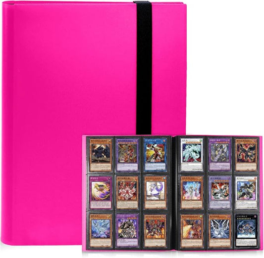 Trading Card Binder 9 Pocket, 360 Card Waterproof Folder with Side Loading Sleeves, Sturdy Card Collection Album for MTG, TCG, Game Cards & Sports Cards (1, Rose Red)
