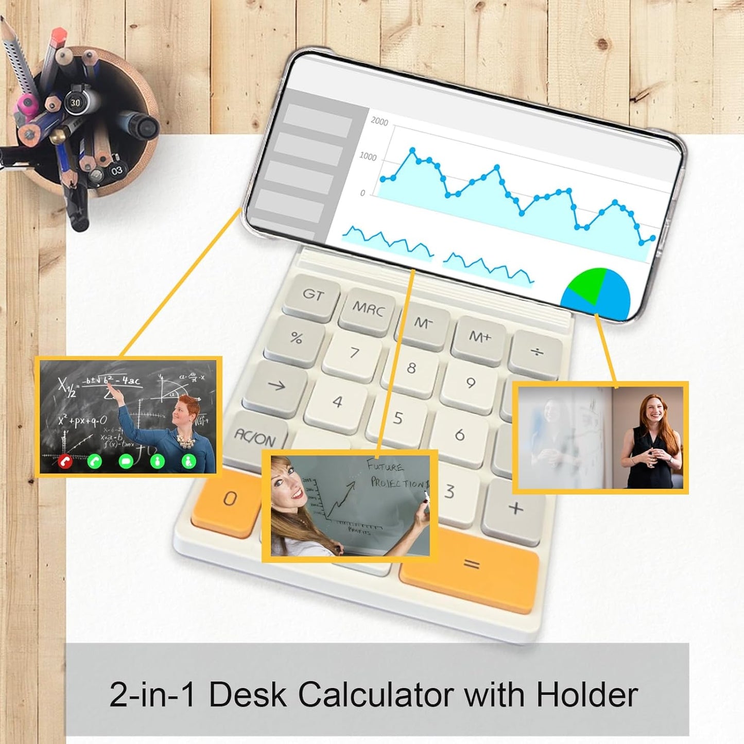 Desk Calculators, Benkaim Desktop Calculator, Big Button Calculator with12 Digit Large Display for Office, Home & Business Use
