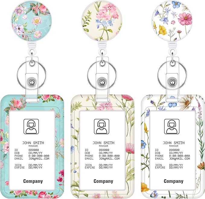 3 Set Badge Holder Retractable Reel Colorful ID Badge Holders with Clip Cute Name Badge Holders for Teacher Nurse Doctor Student Office Workers