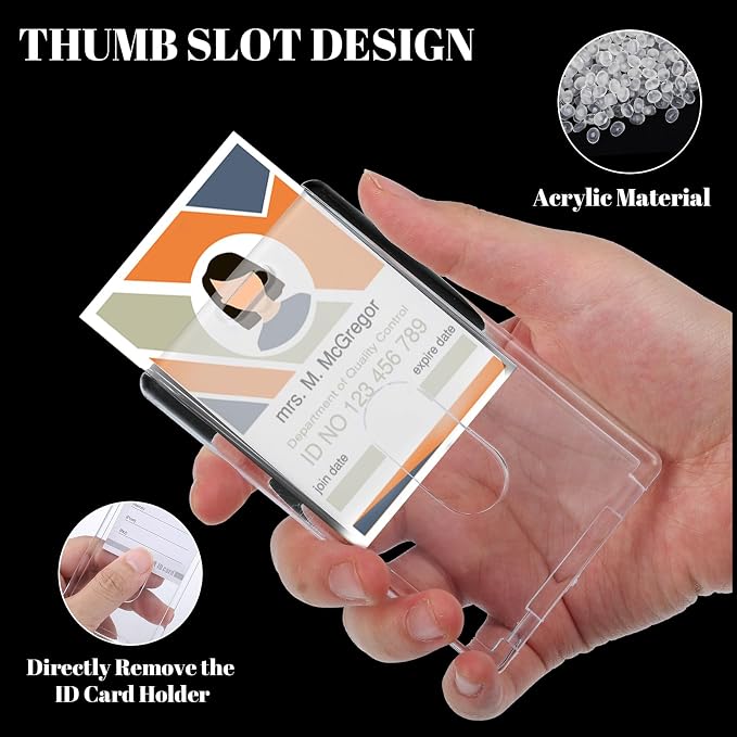 5 Set Badge Holder Retractable Clip Heavy Duty Badge Reel with Acrylic Clear Vertical ID Card Badge Holders for Work Office Nurse Teacher Student