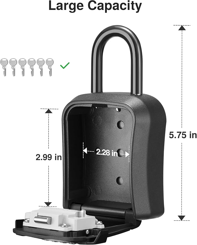 Puroma Lock Box, Key Lock Box Wall Mount & Portable Combination Lockbox with Resettable Code, Security Lockbox for Outside House Keys, Apartment Realtors Spare Keys Storage (4 Pack, Pure Black)