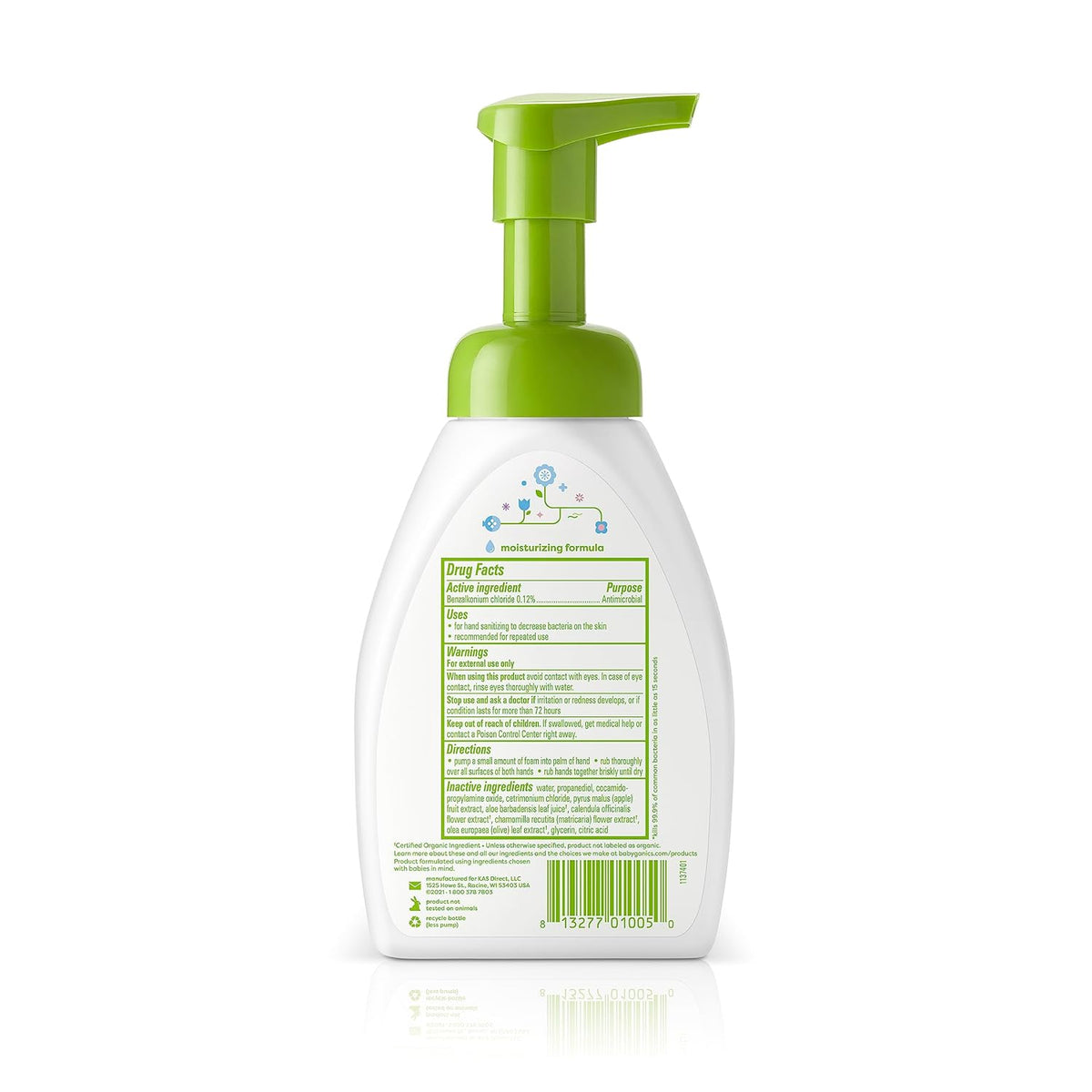 Babyganics Alcohol-Free Foaming Hand Sanitizer, Pump Bottle, Fragrance Free, 8.45 oz, 3 Pack