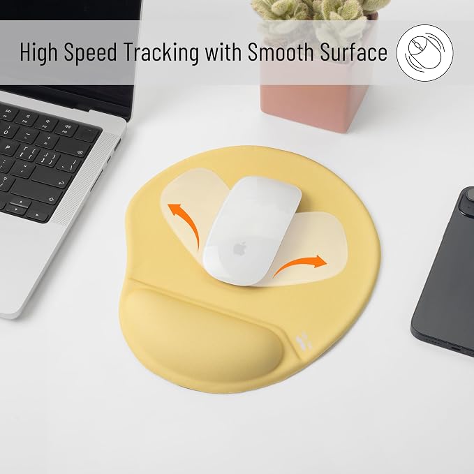 Mr. Pen- Ergonomic Mouse Pad with Wrist Rest | Yellow Breathable Fabric with Memory Foam Cushion, Non-Slip Rubber Base, Gel Mouse Pad with Wrist Support