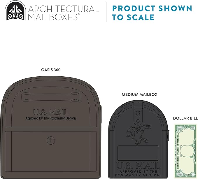 Architectural Mailboxes 6300RZ Oasis 360 Locking Parcel Mailbox with 2-Access Doors, X-Large, Rubbed Bronze | Galvanized steel build with a secure steel cam lock, dual access doors, and hopper delivery door. USPS approved.