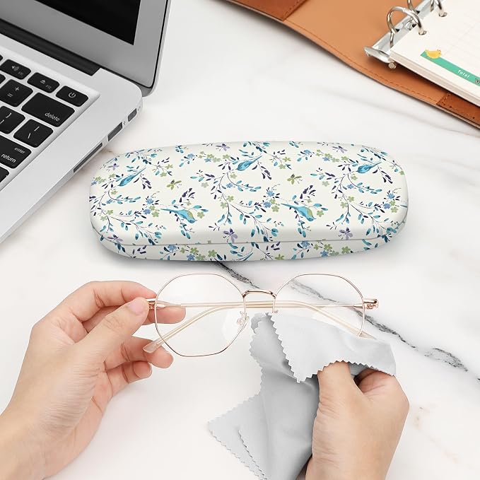 FINTIE Hard Shell Eyeglasses Case, Portable Protective Glasses Cover Eyeglass Holder Box with Cleaning Cloth for Men Women