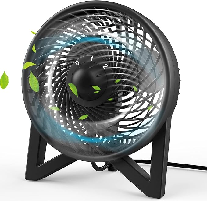 DR.PREPARE Desk Fan, 8 Inch Powerful Table Fan, Small Quiet Bedside Fan with 2 Speeds, Portable Personal Cooling Fan for Bedroom Sleeping Tabletop Office Home Kitchen Camping, Black