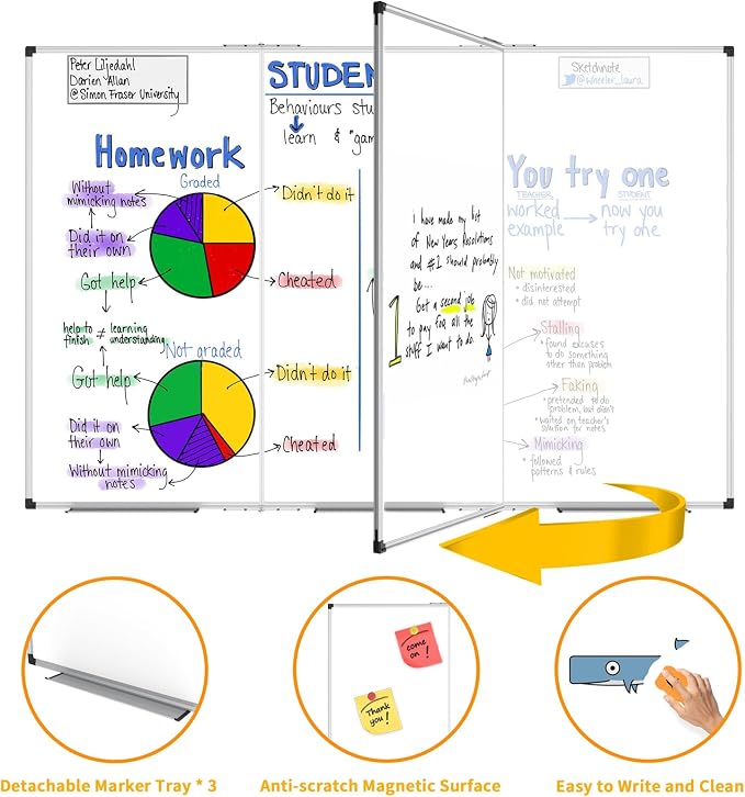 XBoard Magnetic Whiteboard 72 x 48 Inch, 6'x4' Dry Erase Board with Aluminum Frame | Foldable Wall-Mounted Whiteboard for Home Office, Classroom, Conference Room | 6' x 4' Foldable Dry Erase Board, Silver Aluminum Frame,Wall-Mounted Whiteboard for Home...