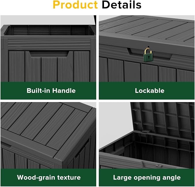PatioZen 50 Gallon Package Delivery Boxes for Outside, Lokable Secure Resin Package Delivery Box with Lid, Weatherproof and Anti-Theft Storage for Outdoor Front Door, Porch, Curbside, House (Black)