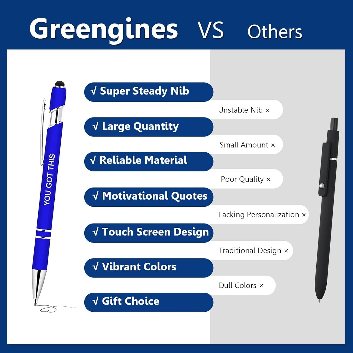 100 Pcs Inspirational Pens - Motivational Ballpoint Bulk Pens with quotes Stylus Tip Gifts for School Coworkers Office Supplies Black Ink