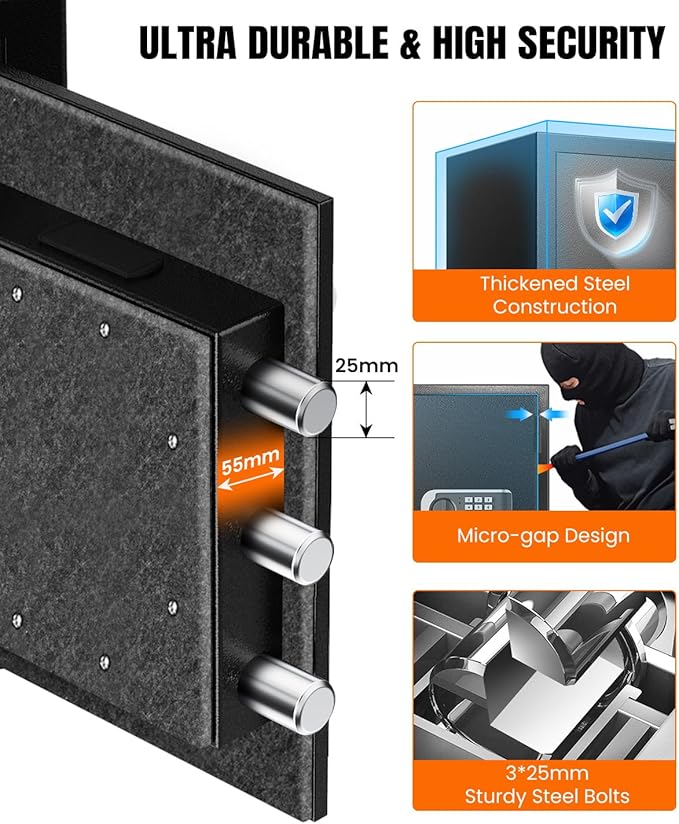 𝐔𝐩𝐠𝐫𝐚𝐝𝐞𝐝 𝟐𝟎𝟐𝟔 Fireproof Safe Box| 𝟏𝟕𝟎𝟎°𝐅 𝟑𝟓-𝐌𝐢𝐧 Protection| 2.8 Cuft Fire Proof Digital Home Safes with Smart Alarm System, Bolt-Down Design| for Documents Jewelry Electronics