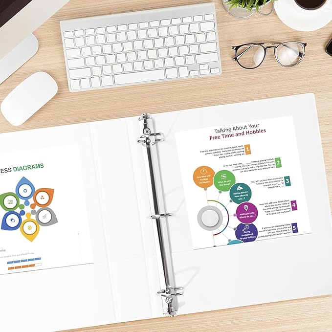 CIXILDTS 1.5-inch D Ring Binders, Fit US Letter Size Paper, 1-1/2" 3 Slant-D Ring Binder with 2 Pocekts, 12-Pack, White