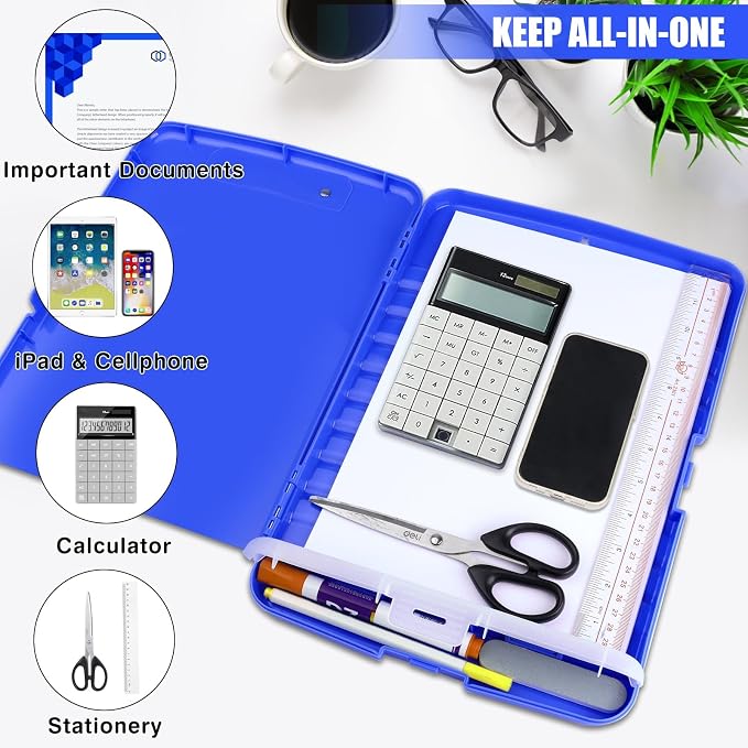 Clipboard with Storage Heavy Duty,Clip Boards 8.5x11 with Pen Holder,High Capacity Nursing Clipboard Case,Side Opening,A4 Letter Size for Office,School and Home,Dark Blue