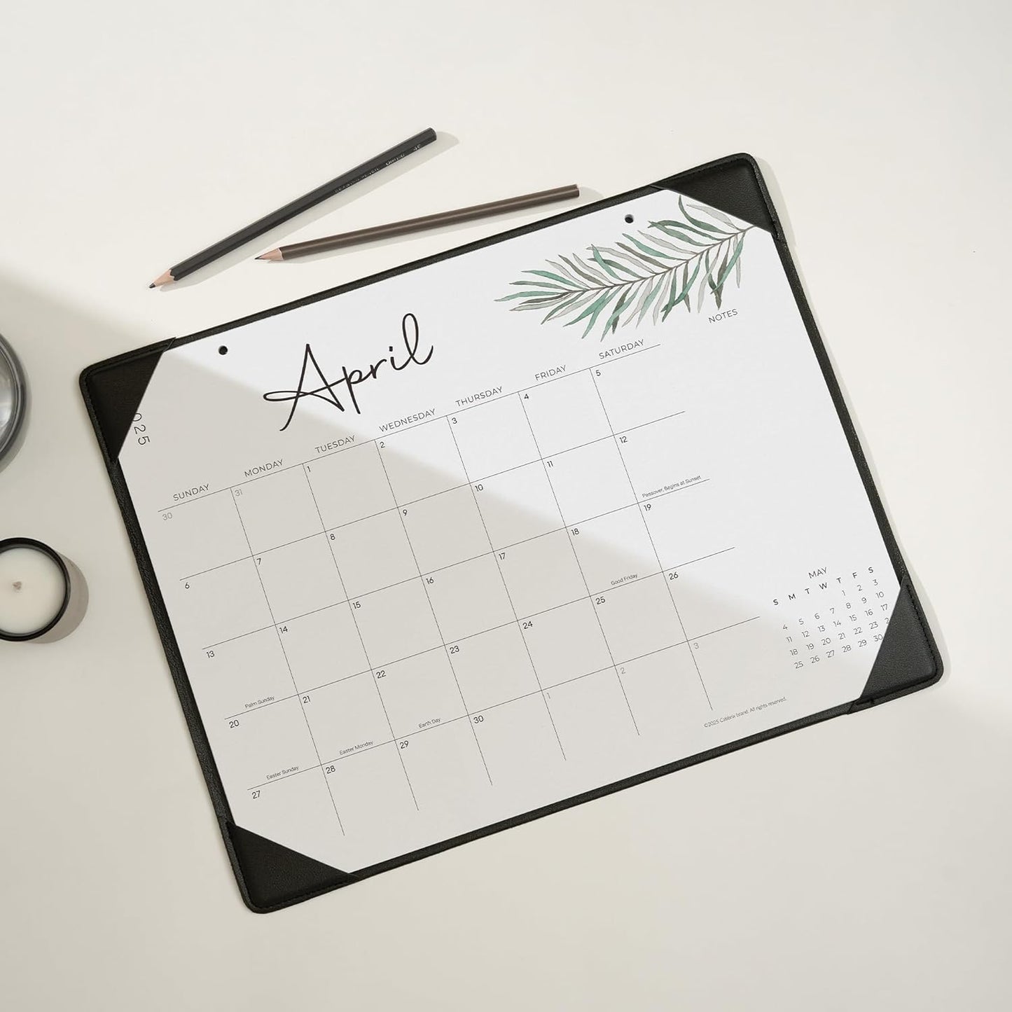 Cabbrix Aesthetic Desk Calendar 2025-2026 Covering July 2025 to June 2026, Monthly Desktop Calendar with Notes for Home Office School (Black, 15 x 12 inch Medium)