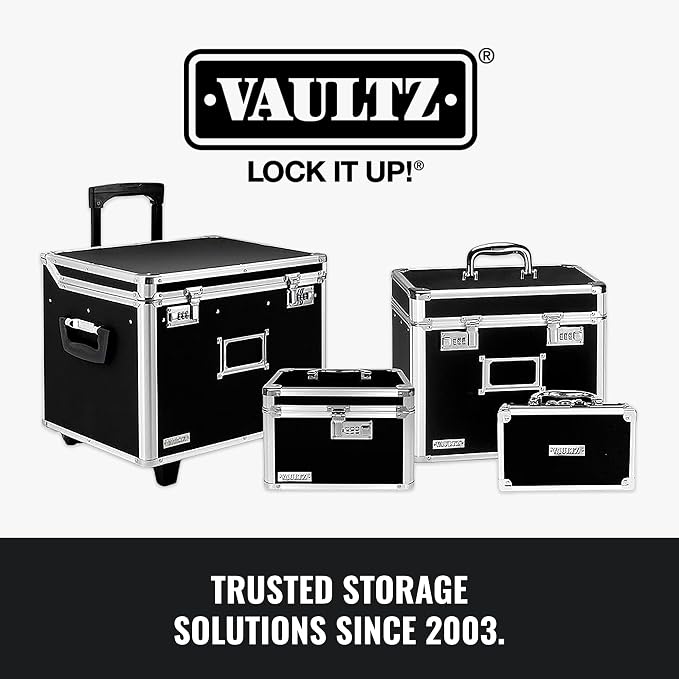 Vaultz File Organizer Storage Box, Letter Size, 14 x 7 x 12.19 In, Black | Locking storage tote with dual combination locks, keeps office documents secure and organized for filing needs