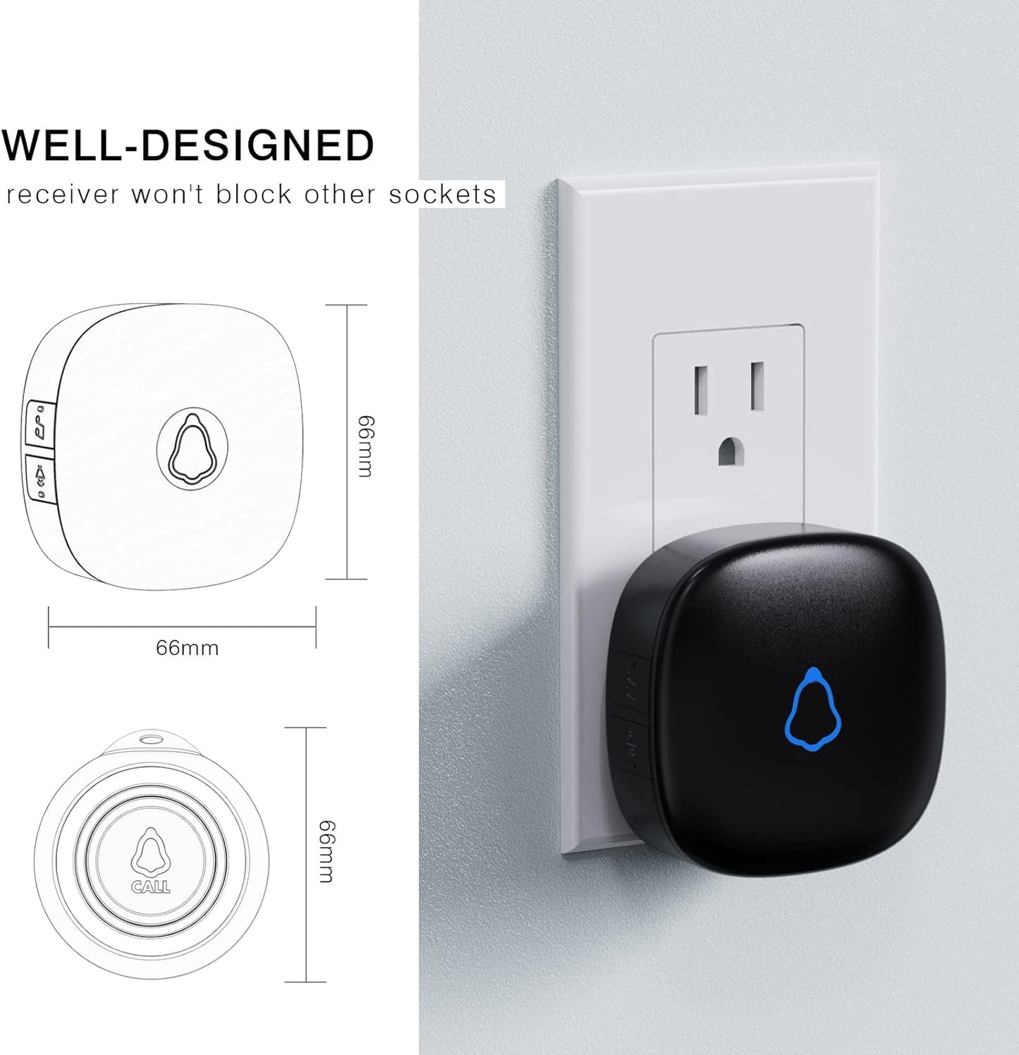 Caregiver Pager, Wireless Call Button for Seniors/Elderly at Home, 2 SOS Buttons + 2 Receivers Medical Life Alert System, Emergency Panic Call Bell, Nurse Calling & Patient Assistance Alarm