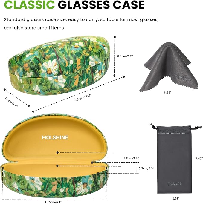 molshine Hard Shell Sunglasses Case,Large Glasses Case for Women Men Oversized Sunglass Eyeglasses