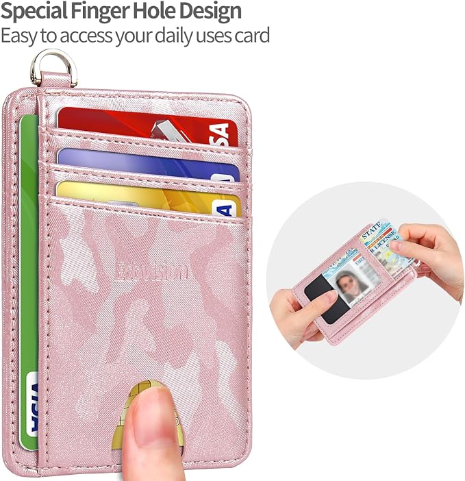 Slim Minimalist Front Pocket Wallet, RFID Blocking Credit Card Holder Wallet with Detachable D-Shackle for Men Women