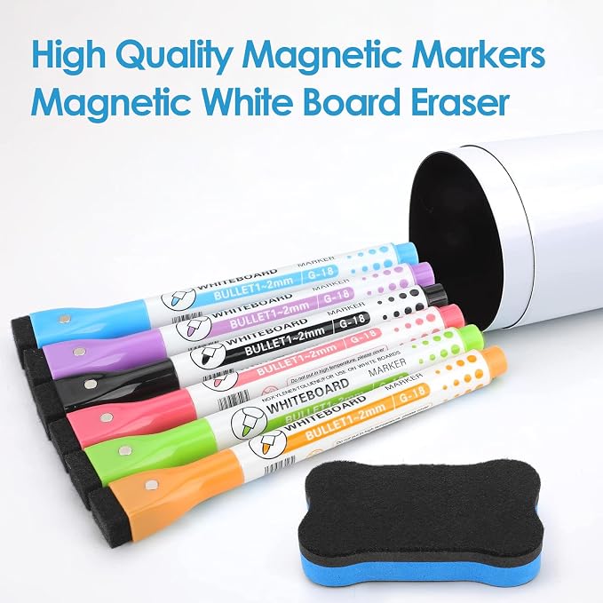 MaxGear Magnetic Dry Erase Board for Fridge, 20 x 13 Inch, Markers Included | Strong Magnetic Backing, Stain Resistant Surface, Easy to Write and Erase, Ideal for To-do Lists, Includes 6 Markers 1 Erase