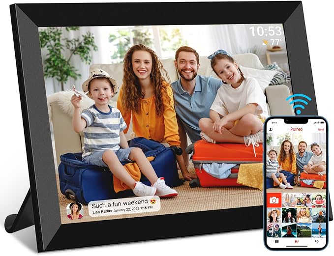 32GB FRAMEO 10.1 Inch Smart WiFi Digital Photo Frame 1280x800 IPS LCD Touch Screen, Auto-Rotate Portrait and Landscape, Built in 32GB Memory, Share Moments Instantly via Frameo App from Anywhere