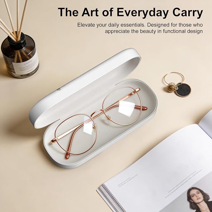 Hard Shell Leather Sunglasses Case,Classic Fashionable Cute Large Glasses Case for Women Men,Sunglass Eyeglasses