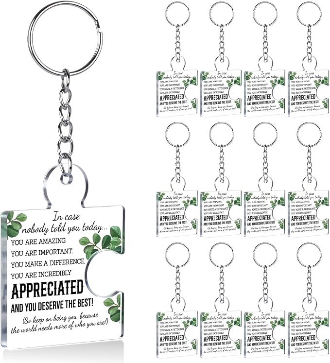 Team Appreciation Gifts Bulk Thank You Keychains for Coworkers | Gift Set for Employee, Staff, Teachers, Teamwork Puzzle Piece Keyring, Acrylic