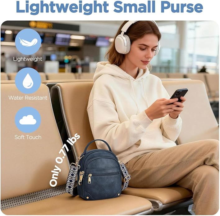 Anti Theft Crossbody Bag for Women RFID Small Purse Travel | Secure Crossbody Phone Purse with Handle, 5 RFID Slots, 7-Pocket Fits 7.9" Tablet, Adjustable Strap, Hands-Free Everyday