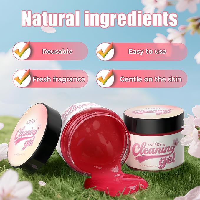 ASFSKY Car Cleaning Gel, Sakura | Cleaning Putty for Car Interior, Keyboard Dust Remover, Universal Cleaning Gel, Pink, 1 Pack