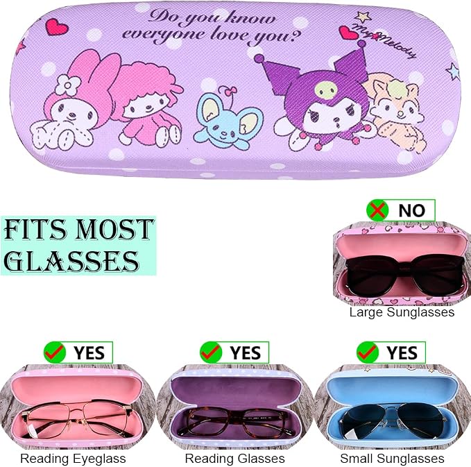 ADBGV Cute Stylish Hard Shell Eyeglasses Cases Protective Case Storage Box With Glasses Cloth Eyeglass Strap for Girl Teen