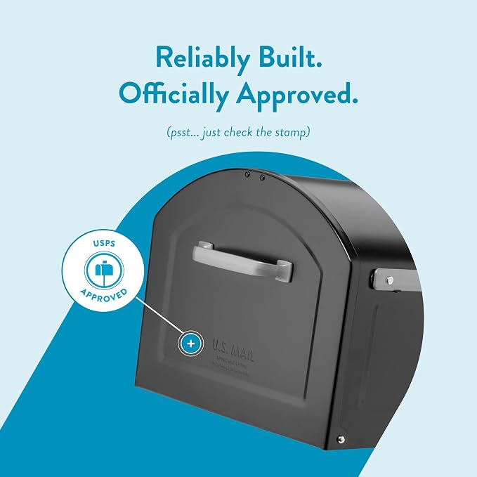 Architectural Mailboxes 950020B-10 Centennial Postmount Mailbox, XL, Black | Galvanized steel build for outside with rust-resistant powder-coat finish and a magnetic door closure. USPS approved.