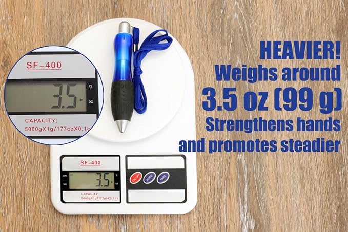 Weighted Pen for Hand Tremors Fat Pen for Arthritic Hands (1 Pack) | 4 Extra Ink Refill, With Storage Bag, 3.5 oz Heavy Large Wide Grip Pen for Parkinsons, Low Grip Strength, Carpal Tunnel