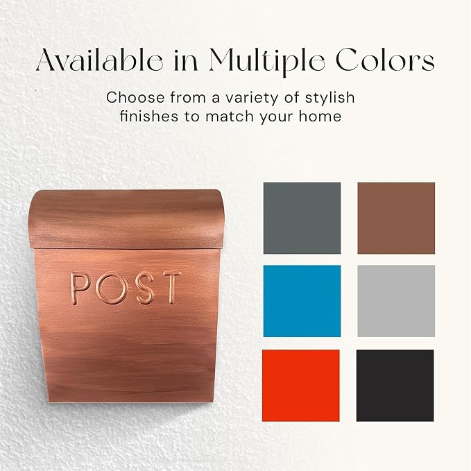 NACH Wall Mount Mailboxes for Outside, 12.75 x 10.75 x 5 inches, Copper Mailboxes for Outside Wall Mount, Waterproof - The Sylvia Mailbox