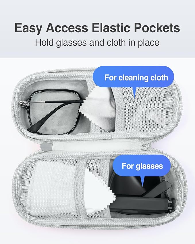 Luxtude Double Glasses Case Hard Shell, Double Eyeglass Case Dual Sunglasses Cases, Travel Sunglasses Organizer for Women Men