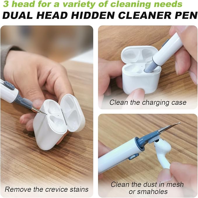 for AirPods Case Cover, Come with Cleaner Kit, Soft Silicone Protective Cover with Buckle, Compatible with Apple AirPods 2nd 1st Generation Charging Case, Front LED Visible, Fresh Green