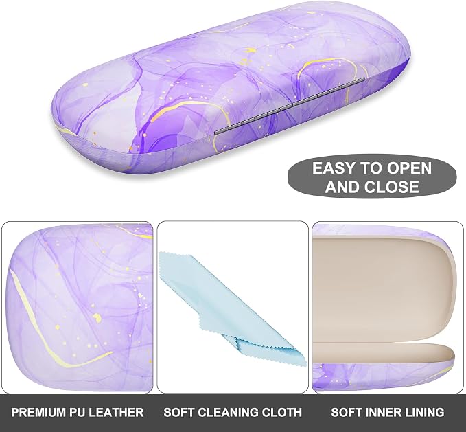 Eyeglasses Case, Portable Hard Shell Protective Case for Glasses, Eyeglass Holder Box for Women with Cleaning Cloth