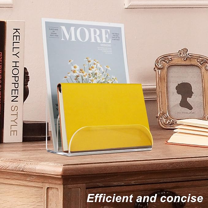 Acrylic Mail Organizer 2 Sections for Desk Clear | File Organizer，Desk Organizer File Sorter File Folder Holder Mail