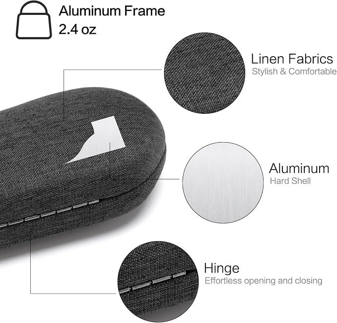 Vemiss Hard Shell Sunglasses Case, Large Linen Fabric Protective Glasses Case for Men Women