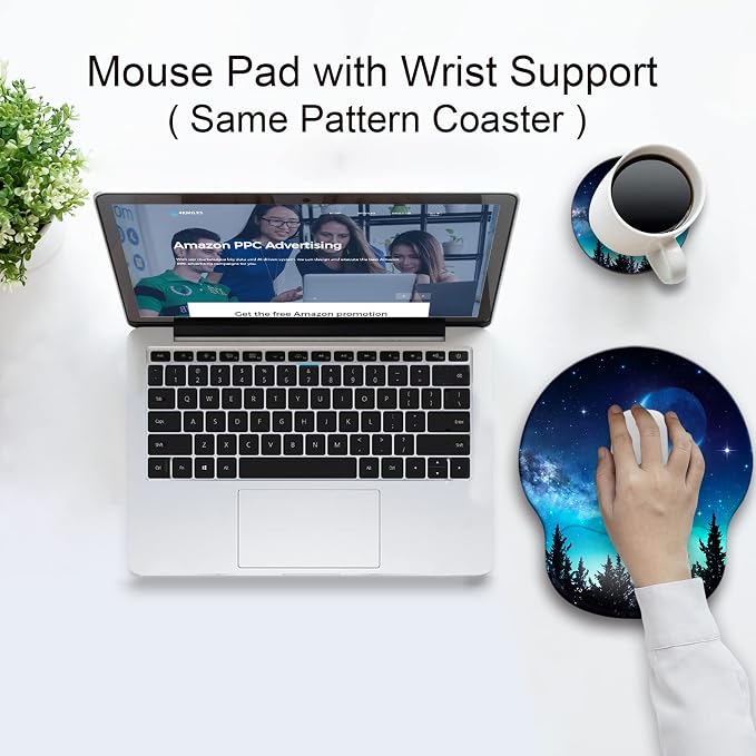 Ergonomic Mouse Pad with Wrist Rest Support,Gel Mouse Pads for Desk | Big Mousepad With Coaster Non-slip & Pain Relief for Computer, Home&Office Desk Decor