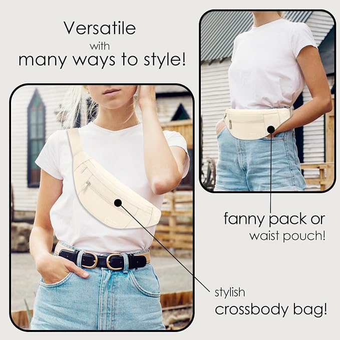 Small Aprocot Cross Body Bag Fashion Shoulder Fanny Pack for Women | Versatile,4-Zipper Pockets,Large Capacity,Adjustable Strap,Ideal for Theme Park Gym Fitness