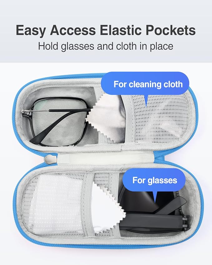 Luxtude Double Glasses Case Hard Shell, Double Eyeglass Case Dual Sunglasses Cases, Travel Sunglasses Organizer for Women Men