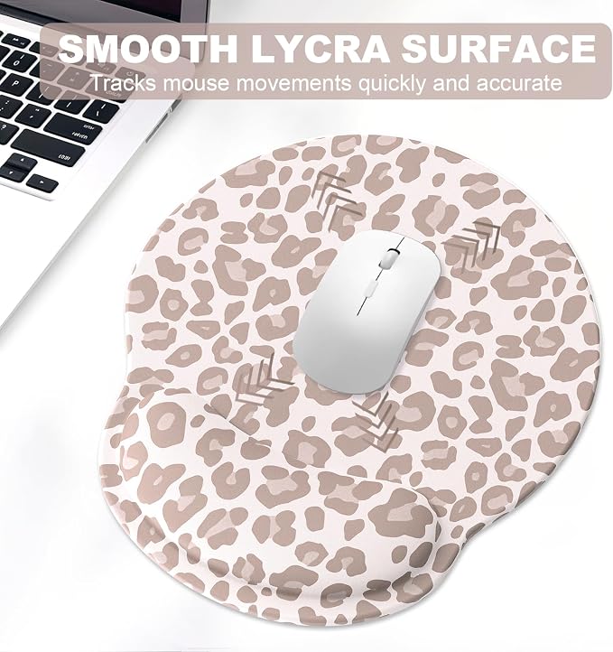 Ergonomic Mouse Pad with Wrist Rest and Keyboard Wrist Rest, Mousepad | Memory Foam Wrist Rest for Computer Keyboard, Pain Relief, Non-Slip Rubber Base, Mouse Pad Wrist Support for Gaming, Leopard