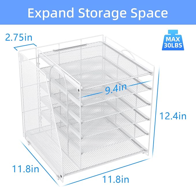 gianotter 6-Tier Paper Organizer With Magazine Holder, Desk Organizers and Accessories, Desk Accessories & Workspace Organizers, File Organizer for Office Supplies Storag (White, 6-Tier)