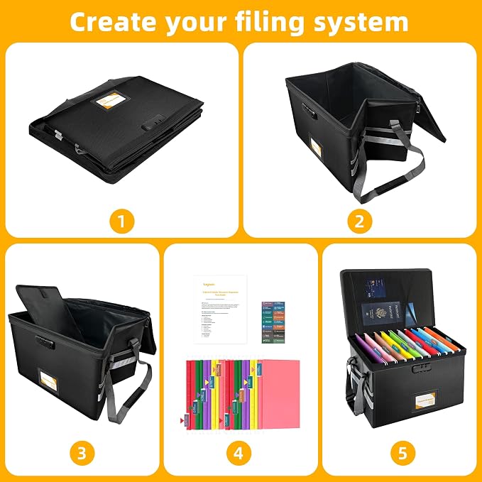Next of Kin Box Organizer with Labels,Estate Planning Organizer Kit | Fireproof Home & Office Organization with Family Document Guide,Foldable Document Organizer for Family,Combination Lock