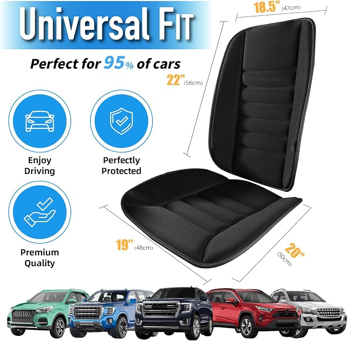 Lofty Aim Car Seat Cushion with Back Support Pillow, Driver Seat Cushion | Comfy Lumbar Support & Seat Cushion, Memory Foam Seat Cushion for Pain Relief, Butt Pillow for Car, Truck, Black
