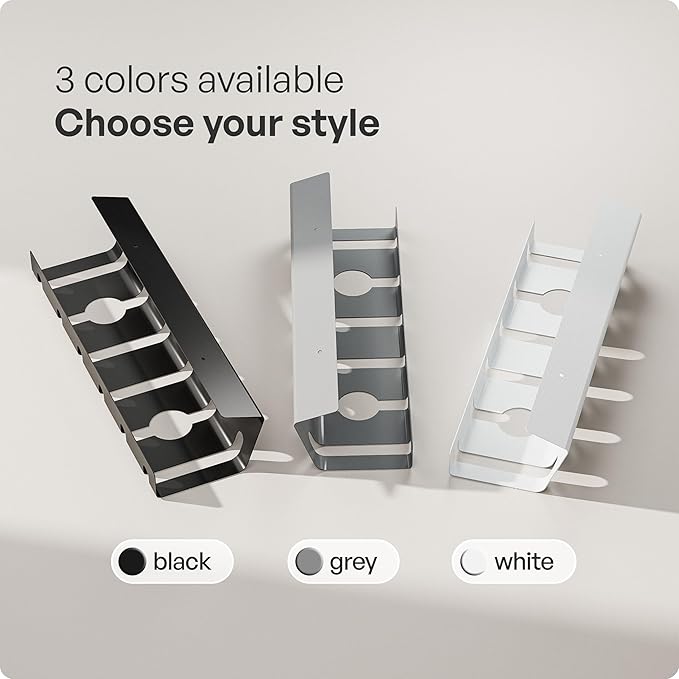 PAMO Cable Management Under Desk for Easy mounting Under-Table I Set of 2 - with 10X Cable Ties I Desk Organizer for Office/Home Office Table Thoughtful Cable Tray Holder | Includes 10 x cable holders, cable clips & screws, easy installation - made of ...