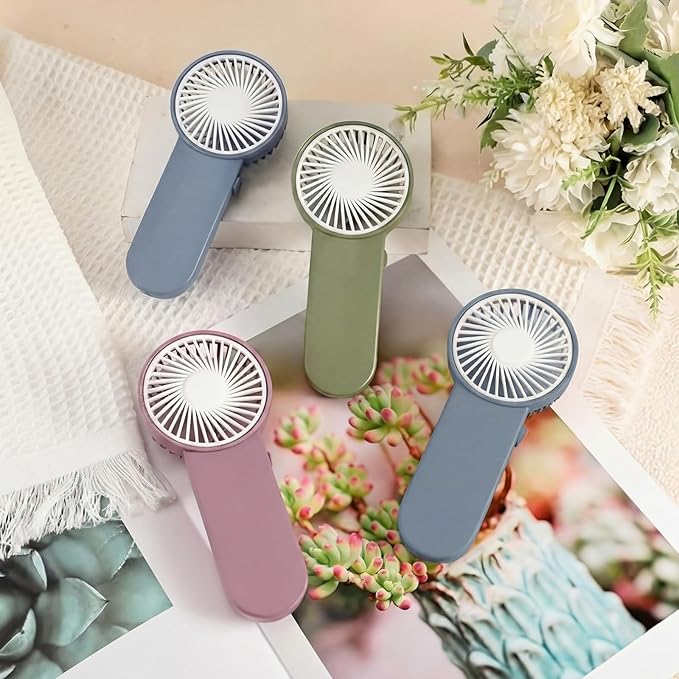 Sumind 6 Pcs Small Personal Portable Fan Mini Handheld Bulk 1 Speed Electric Cute Battery Powered for Neck Lash Makeup Women Men Travel Camping Indoor Outdoor Summer (Morandi)