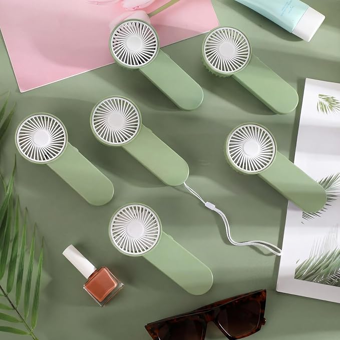 Sumind 12 Pcs Small Personal Portable Fan Mini Handheld Bulk 1 Speed Electric Cute Battery Powered for Neck Lash Makeup Women Men Travel Camping Indoor Outdoor Summer (Green)